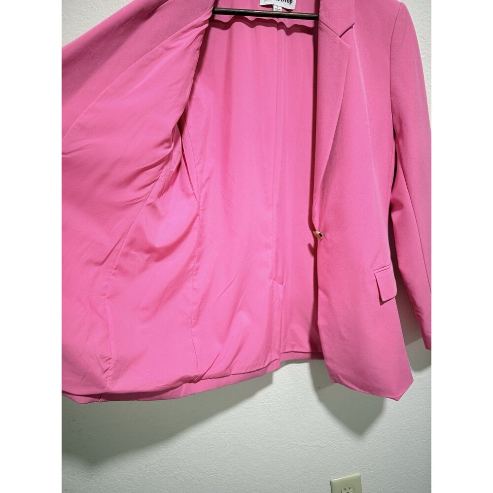 The Drop Women's Pink Lined Long Blazer M Button Closure Pockets Long Sleeve - Picture 6 of 12